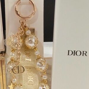 ♦️Authentic Dior Charm & star studded faux pearls key chain key fob bag charms